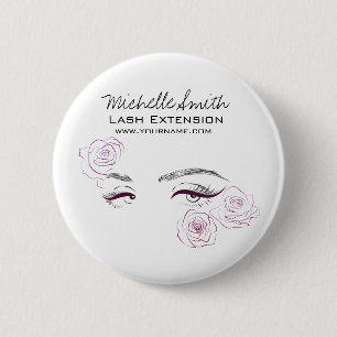 Elegant Pink Roses Floral Watercolor Beauty Salon 6 Cm Round Badge