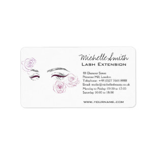 Elegant Pink Roses Floral Watercolor Beauty Salon Label