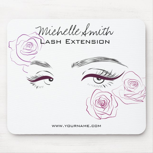 Elegant Pink Roses Floral Watercolor Beauty Salon  Mouse Pad (Front)