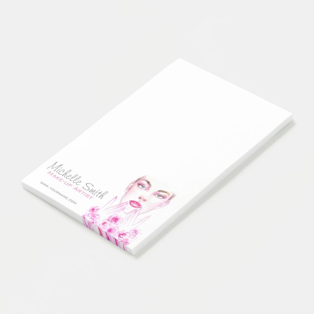 Elegant Pink Roses Floral Watercolor Beauty Salon  Post-it Notes (Angled)