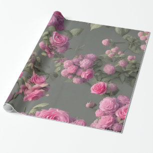 Elegant Pink Roses Floral Wrapping Paper