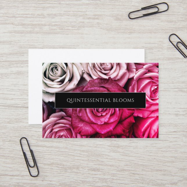 Elegant Pink Roses Florist Business Card (Front/Back In Situ)