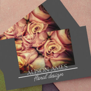 elegant pink roses florist or floral designer  business card