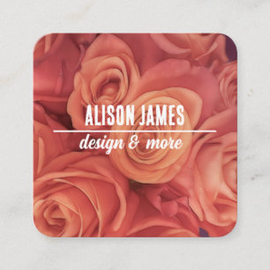 elegant pink roses florist or floral designer square business card