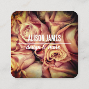 elegant pink roses florist or floral designer  square business card