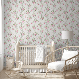 Elegant Pink Roses Flowers Pattern Wallpaper