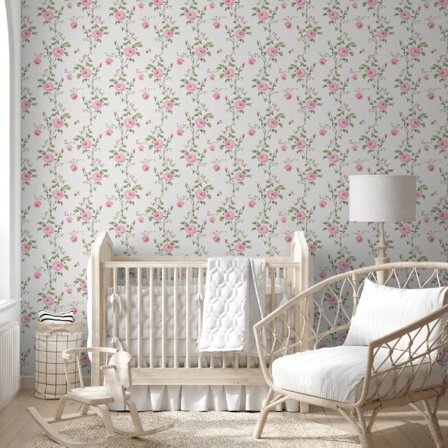 Elegant Pink Roses Flowers Pattern Wallpaper (Kids)