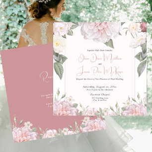 Elegant Pink Roses Garden Wedding Invitation