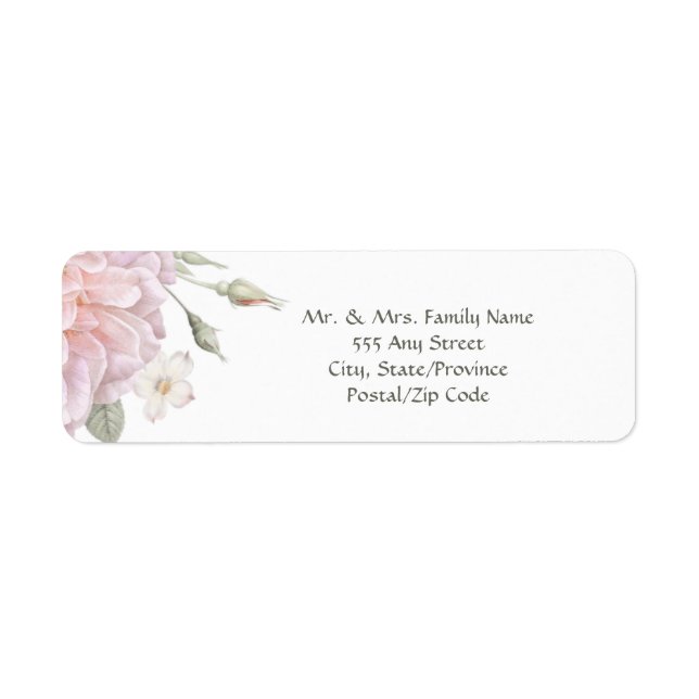 Elegant Pink Roses Garden Wedding Label (Front)