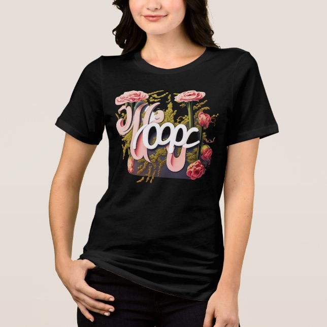 Elegant Pink Roses Hope Typography Tri-Blend Shirt (Front)