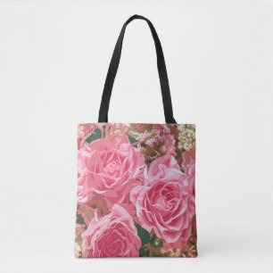 Elegant Pink Roses in Bloom Tote Bag