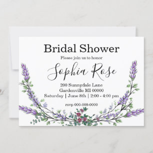 Elegant pink roses lavender Bridal shower Invitation