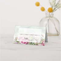 Elegant Pink Roses & Peony Buds Teal Wedding