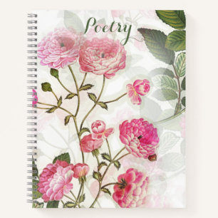 Elegant Pink Roses Poetry Notebook