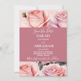 Elegant Pink Roses Save the Date Invitation