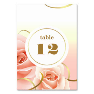 Elegant Pink Roses Table Number Cards
