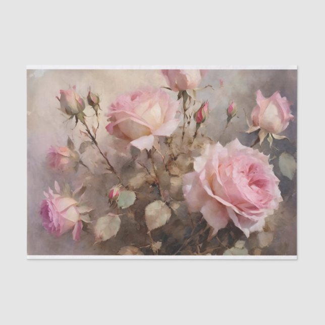 Elegant Pink Roses Tissue Paper (Front)
