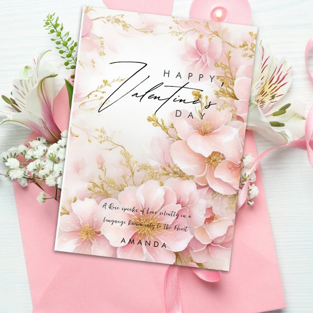 Elegant Pink Roses Valentine's day card for her  (Creator Uploaded)