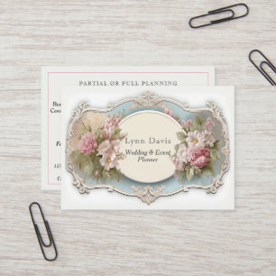 Elegant Pink Roses Vintage Victorian Wedding Business Card