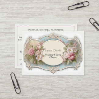 Elegant Pink Roses Vintage Victorian Wedding Business Card