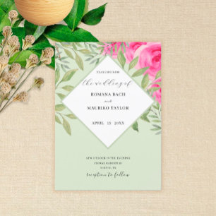 Elegant Pink Roses Watercolor Invitation