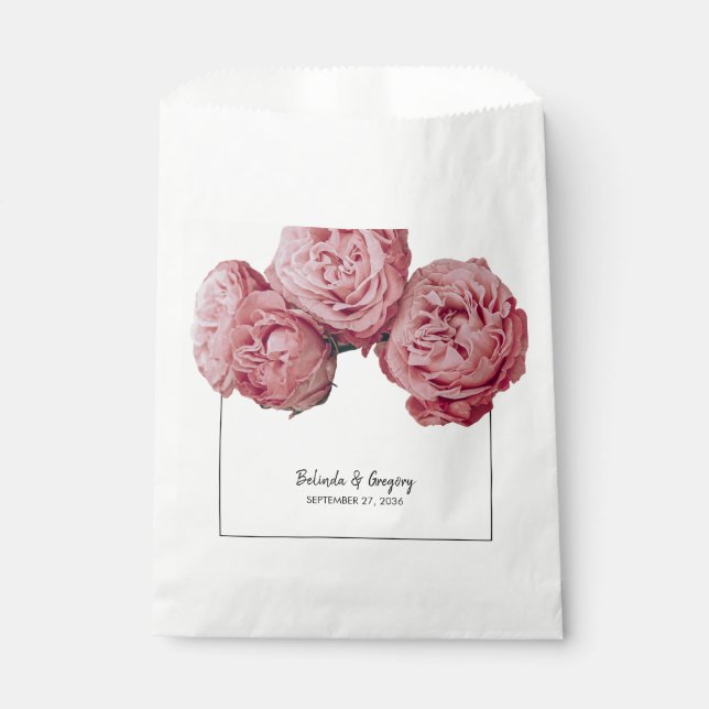 Elegant Pink Roses Wedding  Favour Bags (Front)