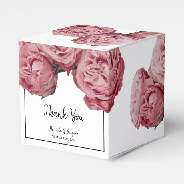 Elegant Pink Roses Wedding  Favour Box (Front Side)