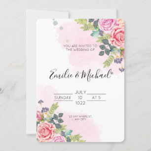 Elegant Pink Roses Wedding Invitation