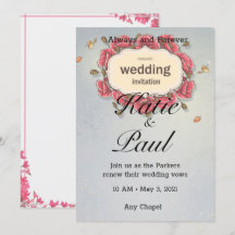 Elegant Pink Roses Wedding invitation