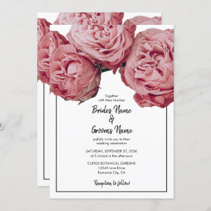 Elegant Pink Roses Wedding Invitations