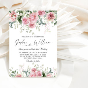 Elegant Pink Roses Wedding Party Invitation