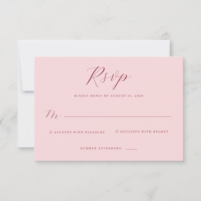 Elegant Pink RSVP Card (Front)