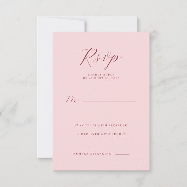 Elegant Pink RSVP Card (Front)