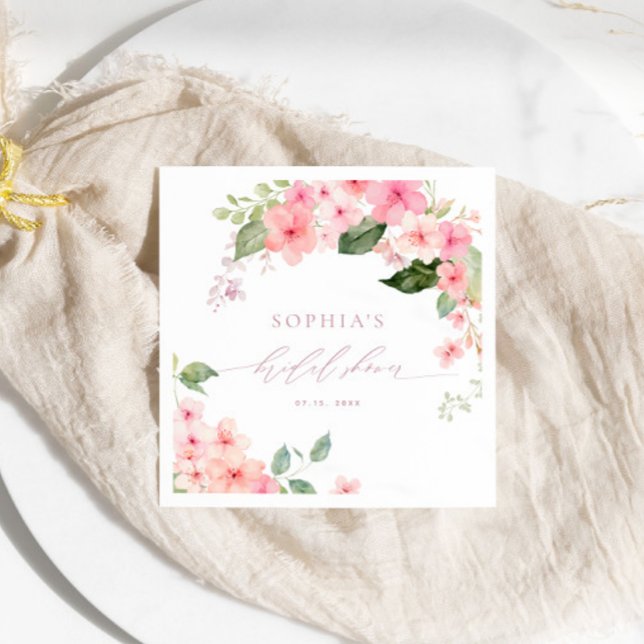 Elegant Pink Sakura Flowers Bridal Shower Napkins (Creator Uploaded)