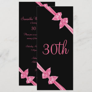 Elegant Pink Satin Bows 30th Birthday Invitation