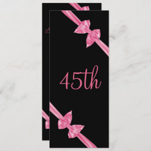 Elegant Pink Satin Bows 45th Birthday Invitation