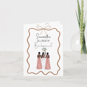 Elegant pink Satin Dress Bridesmaid Proposal Card