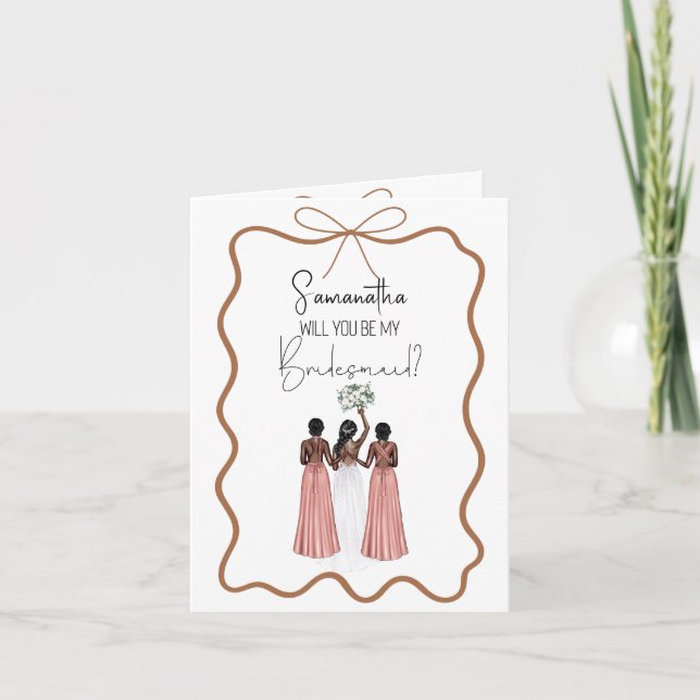 Elegant pink Satin Dress Bridesmaid Proposal Card (Front)