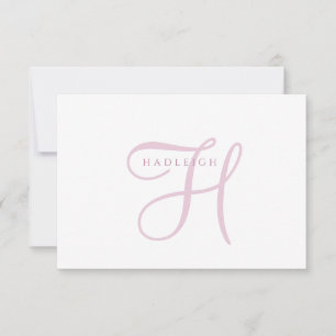 Elegant Pink Script Monogram Card