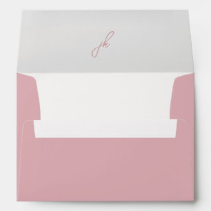 Elegant Pink Script Monogram Wedding Envelope