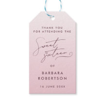 Elegant Pink Script Sweet Sixteen Thank You Favor