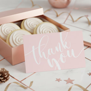 Elegant Pink Script Thank You Card