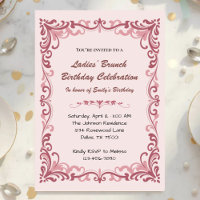 Elegant Pink Scroll Ladies’ Tea Birthday Party