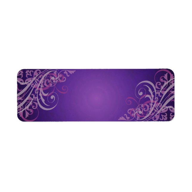 Elegant Pink Scroll Purple Blank Address Label (Front)