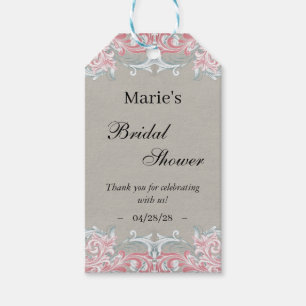 Elegant Pink Scrolls Gift Tags