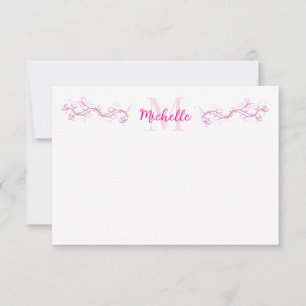 Elegant Pink Scrollwork Personalised Card