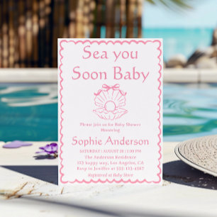 Elegant Pink Seashell Baby Baby Shower Invitation