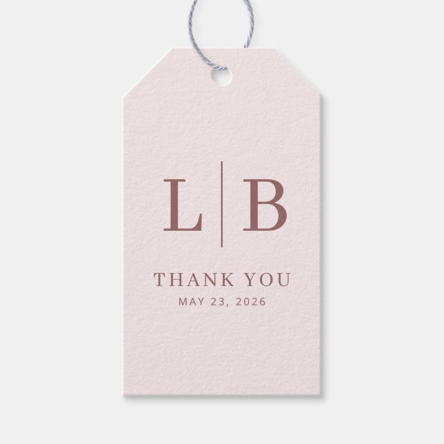 Elegant Pink Serif Wedding Favor Tag (Front)