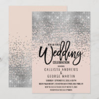 Elegant Pink Silver Glitter Confetti Wedding