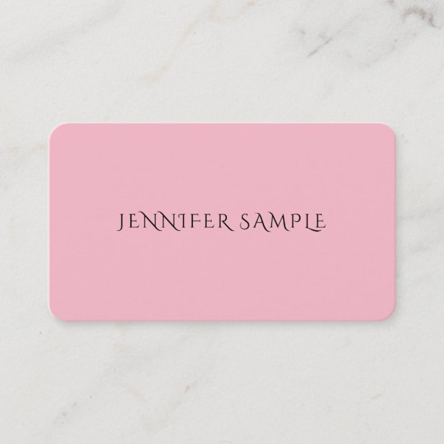 Elegant Pink Sleek Stylish Modern Plain Luxury Business Card (Front)